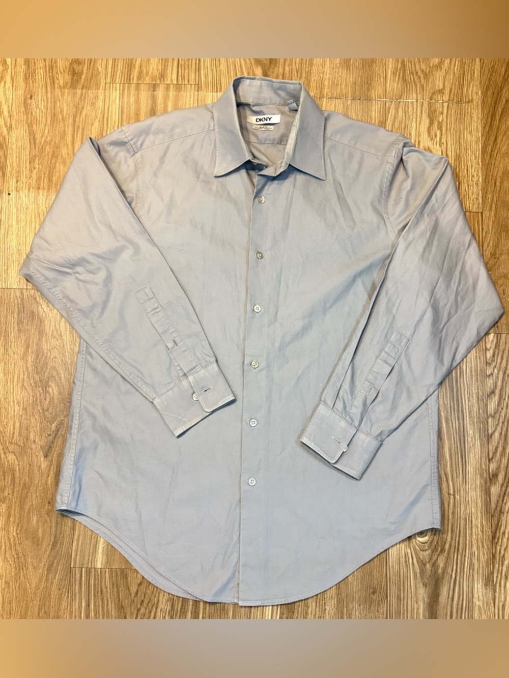 DKNY Men's Light Gray Long-Sleeve Dress Shirt